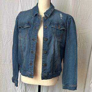 ONE WORLD Distressed Blue Jean Jacket
